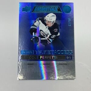 2021 Upper Deck Credentials Debut Ticket Access Blue /99 Cole Perfetti Rookie RC